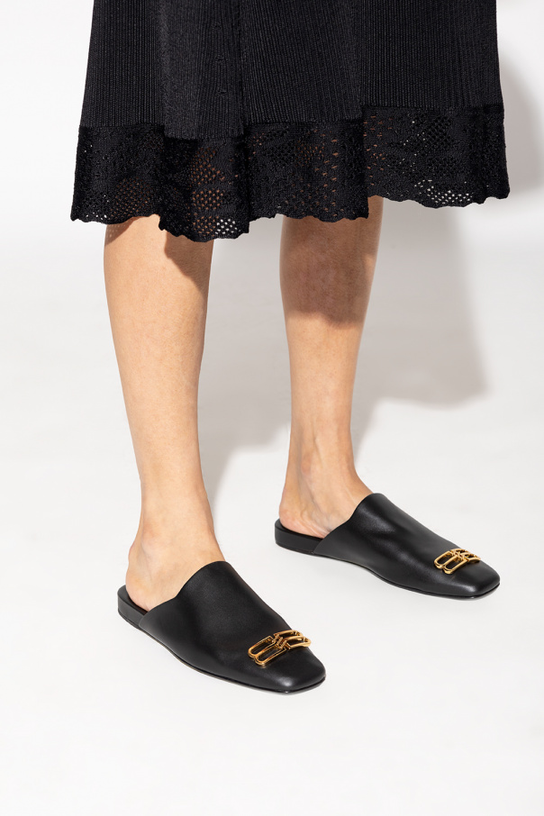 【BALENCIAGA】COSY BB SANDAL Cosy BB leather slippers in black - Balenciaga | Mytheresa